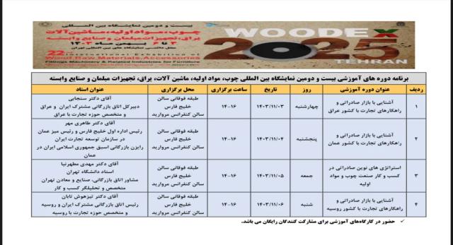 جزئیات برنامه‌های آموزشی نمایشگاه بین‌المللی صنعت چوب اعلام شد