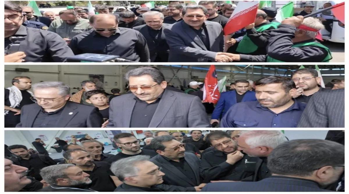 سید محمد اتابک وزیر صنعت ، معدن و تجارت از پردیس اسکان زائرین مراسم وداع و تشیع قائد شهید امت در محل دائمی نمایشگاه های بین المللی تهران بازدید کرد